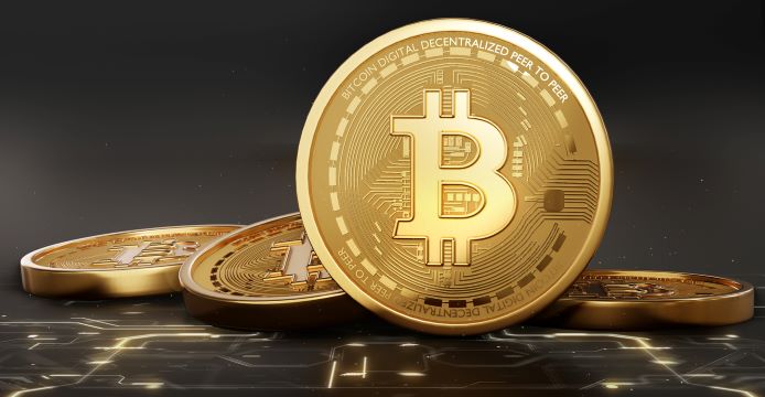 Image 3D de Bitcoin isolée sur un fond noir