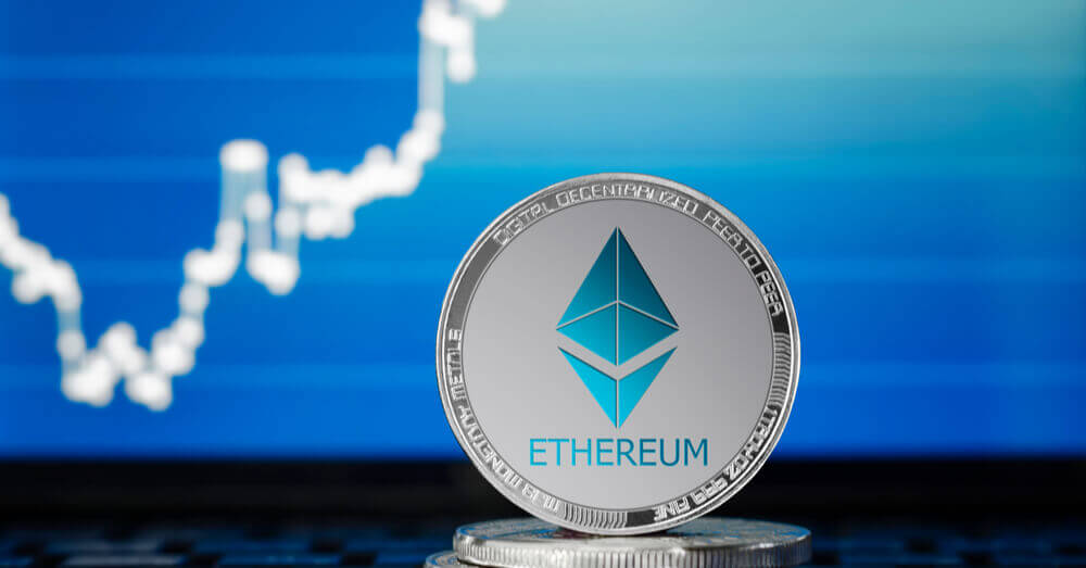 Une image du coin Ethereum avec un graphique de prix en arrière-plan