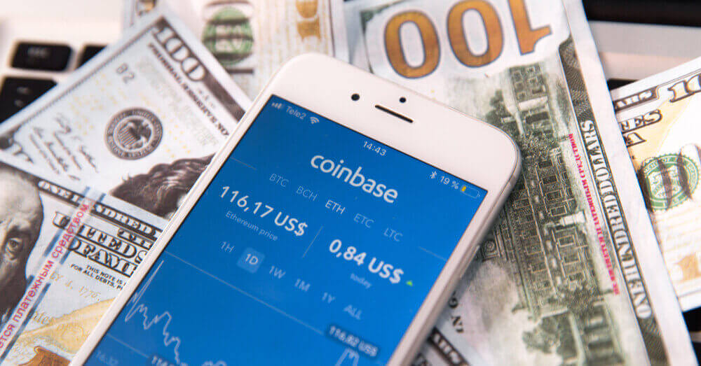 Une image du site Coinbase et de dollars