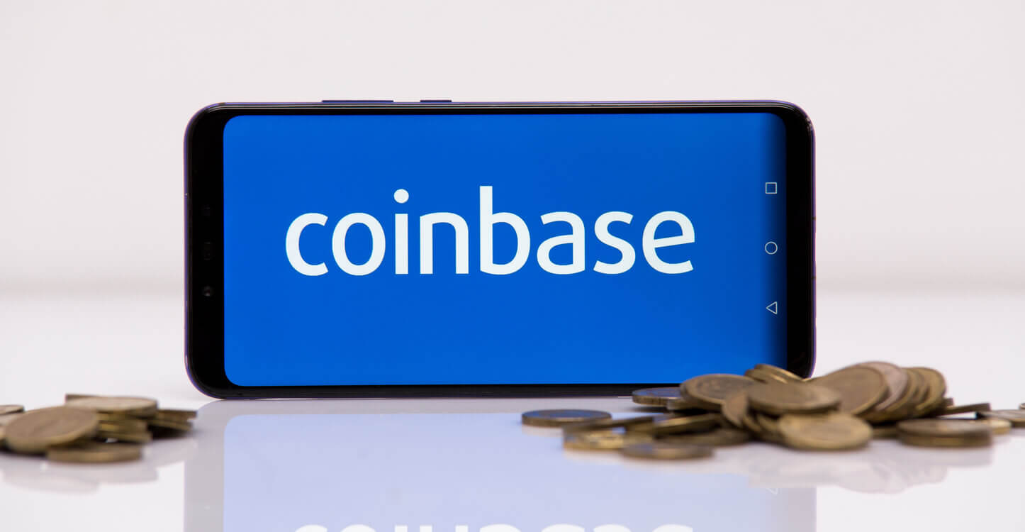 Affichage de la plateforme de trading Coinbase sur smartphone