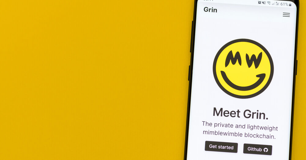 Site de la crypto-monnaie GRIN sur un smartphone