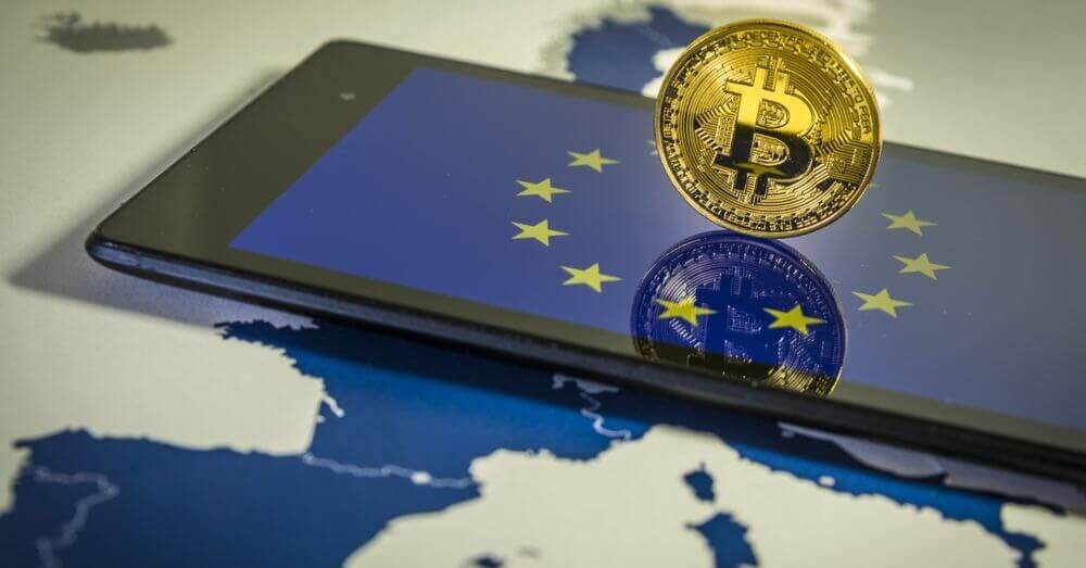 Image de Bitcoin sur la carte d'Europe