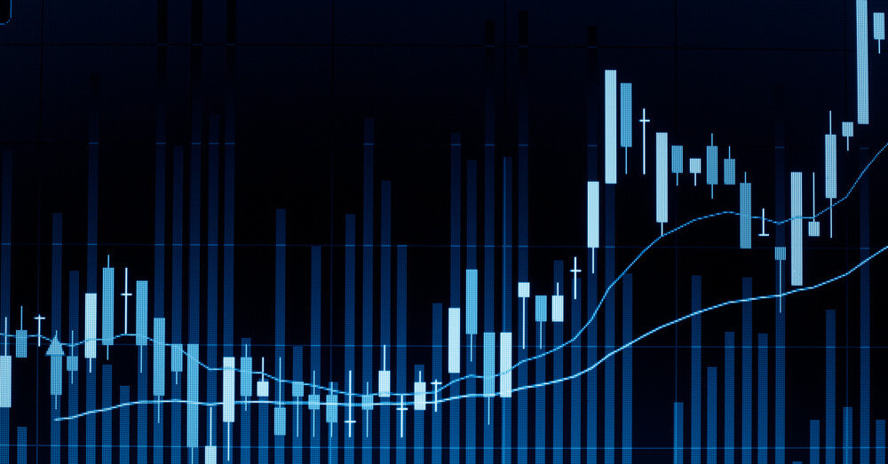 L'image d'un graphique financier en bougie