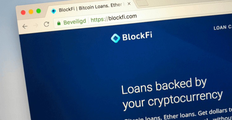 Une image de la page d'accueil du site web de BlockFi