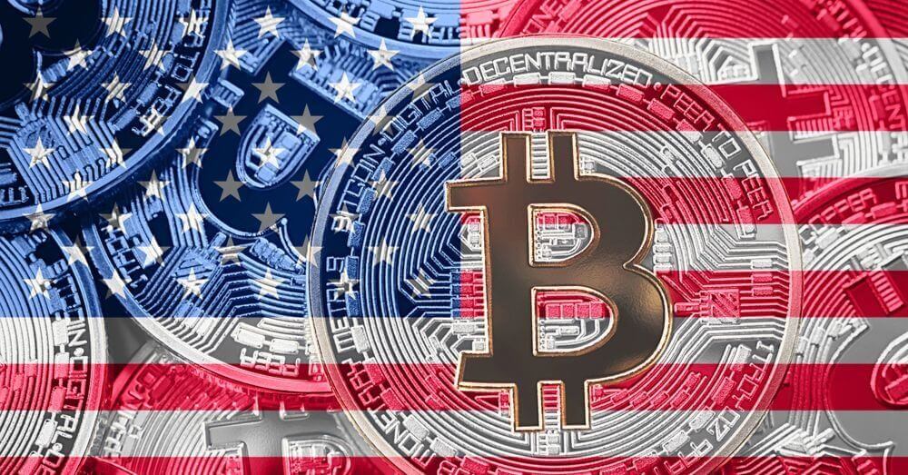 Photo de Bitcoin avec le drapeau américain