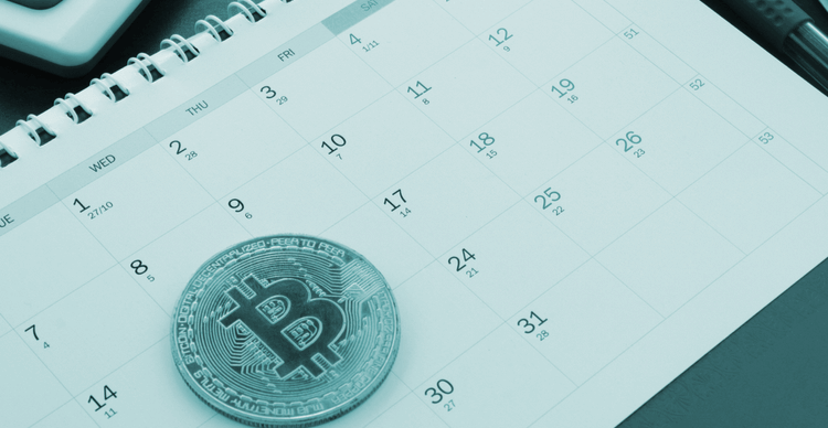 Une image d'un calendrier avec un BTC dessus