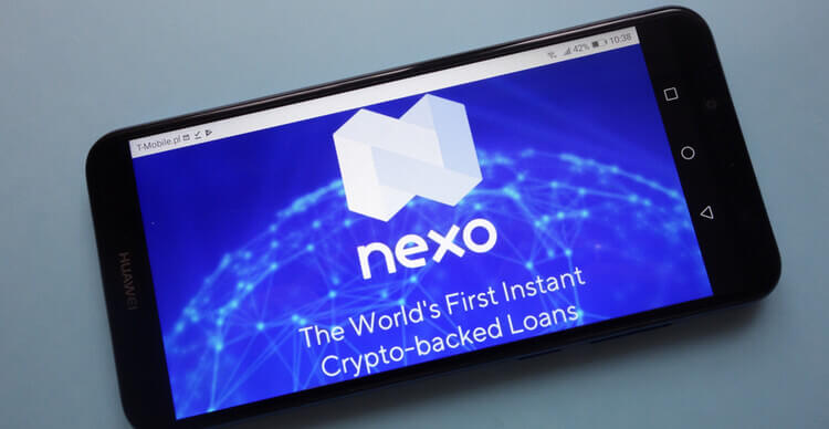 Le logo de la crypto-monnaie Nexo affiché sur un smartphone