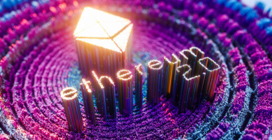 Image des mots Ethereum 2.0 sous le logo Ethereum