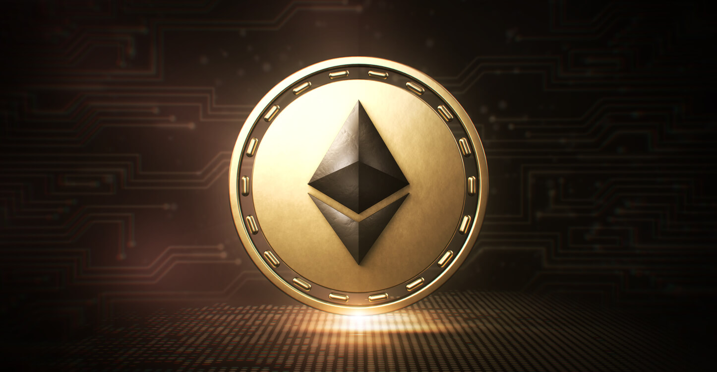 3D-Bild, das das Ethereum-Symbol zeigt