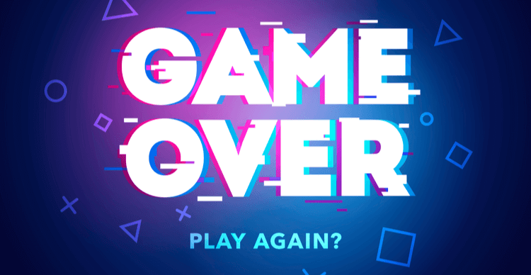 Ein Bildvektor, der eine Game Over-Benachrichtigung zeigt