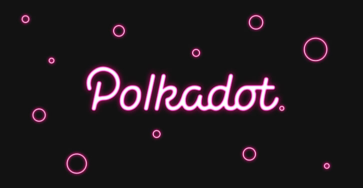 Bild des Polkadot-Logos beleuchtet vor einem dunklen Hintergrund