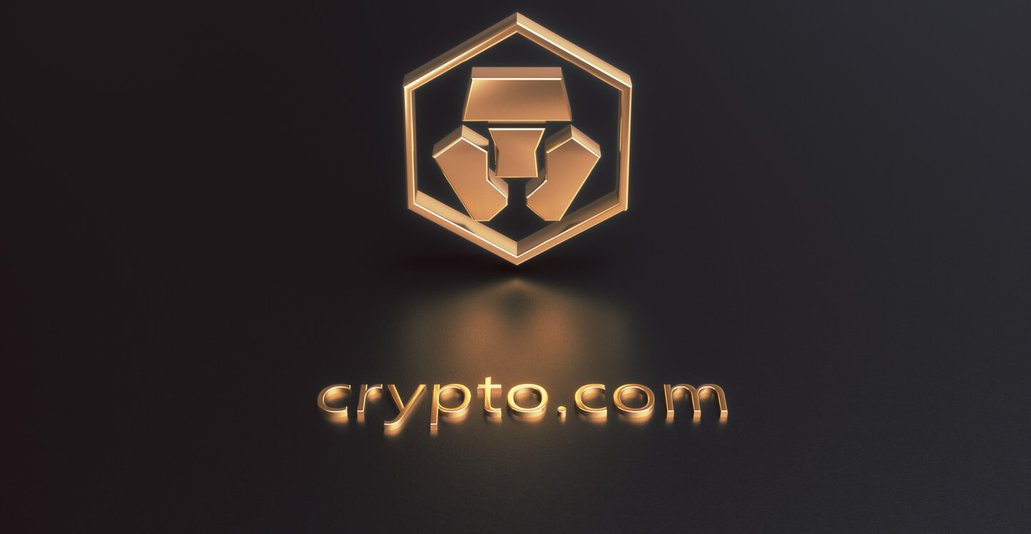 Goldene 3D Symbol Illustration von Crypto.com