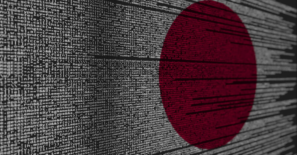 Bild der japanischen Flagge, die aus einem Code besteht