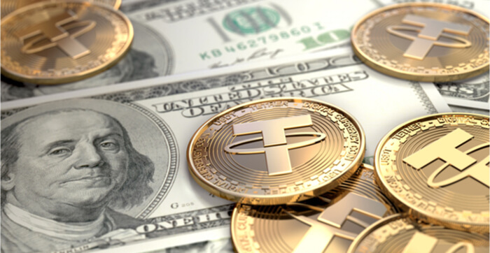 Tether-Coins mit US-Dollars