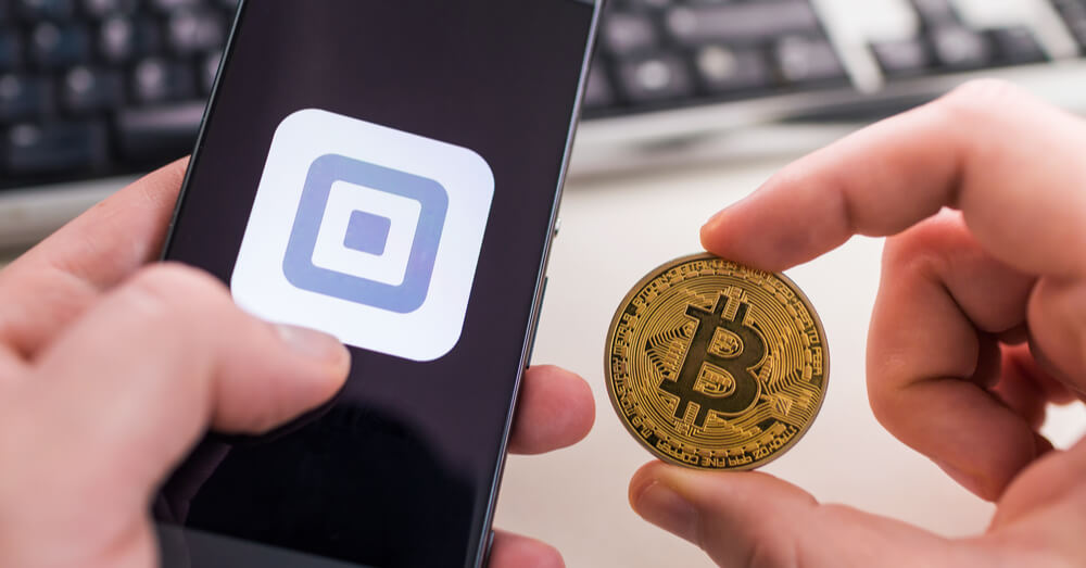 Die Square App mit einem Bitcoin