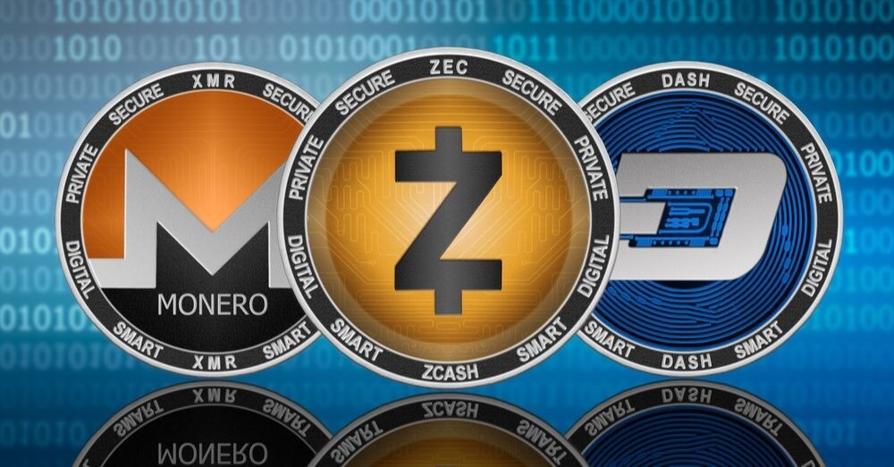 Monero, ZCash and Dash Münzen