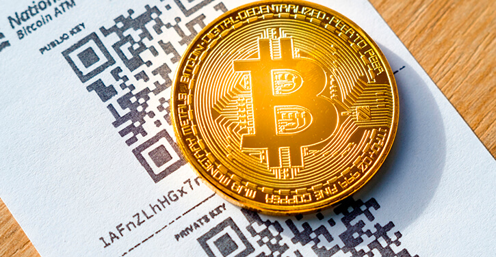 Bitcoin auf dem QR-Code für eine Adresse