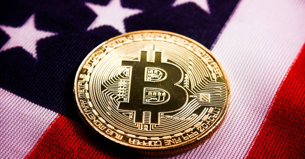 Der Bitcoin auf der US-Flagge