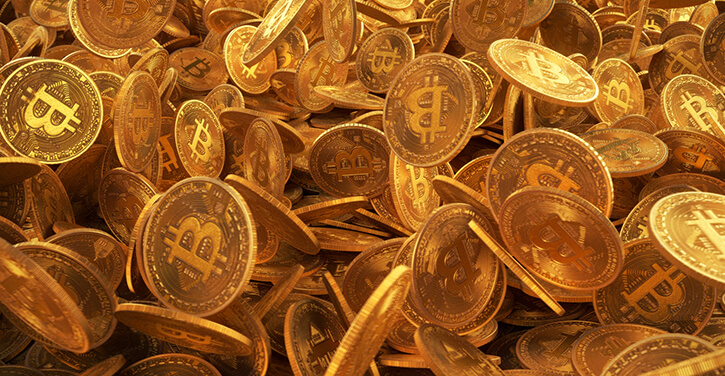 Viele goldene Bitcoins