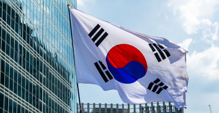 Ein Bild der südkoreanischen Flagge in der Hauptstadt Seoul