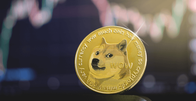 Dogecoin vor einem Chart