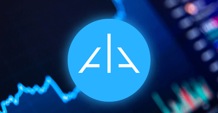 Das Alpha Finance-Logo vor dem Hintergrund eines Marktcharts