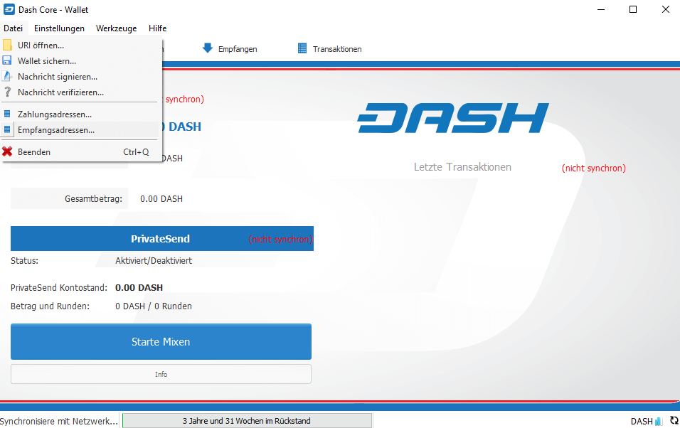 Dash Wallet empfangsadresse