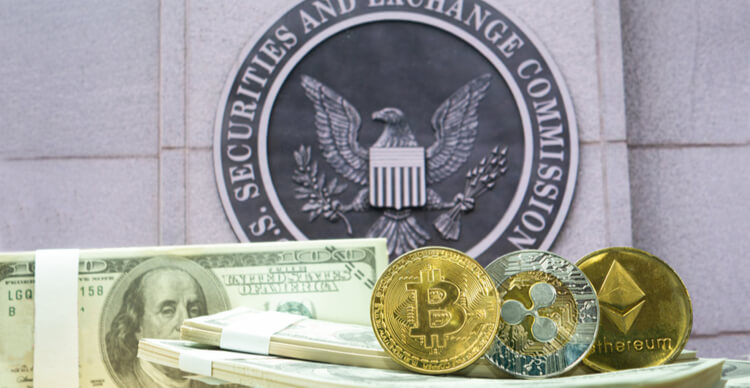 The SEC badge, Bitcoin, Ethereum, Ripple, and the US Dollar