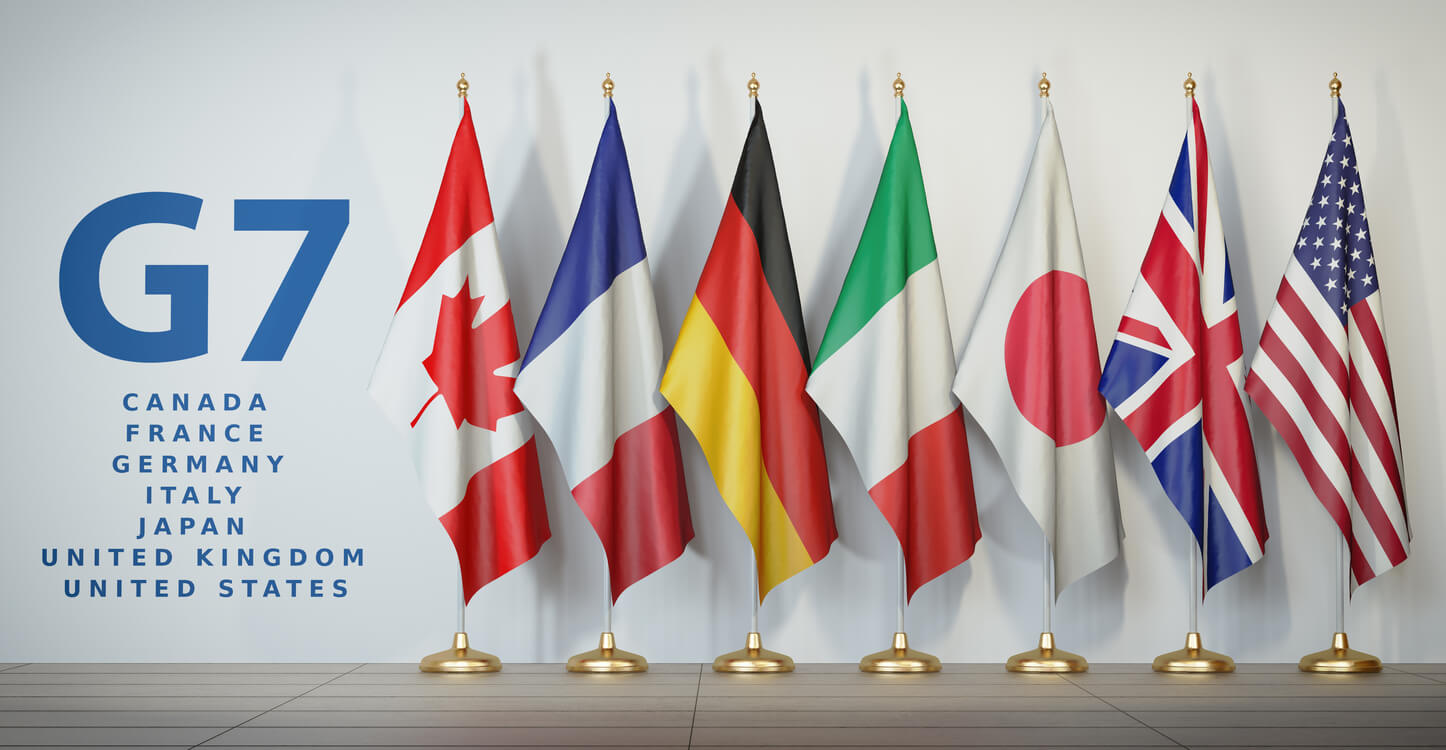 The G7 countries flags