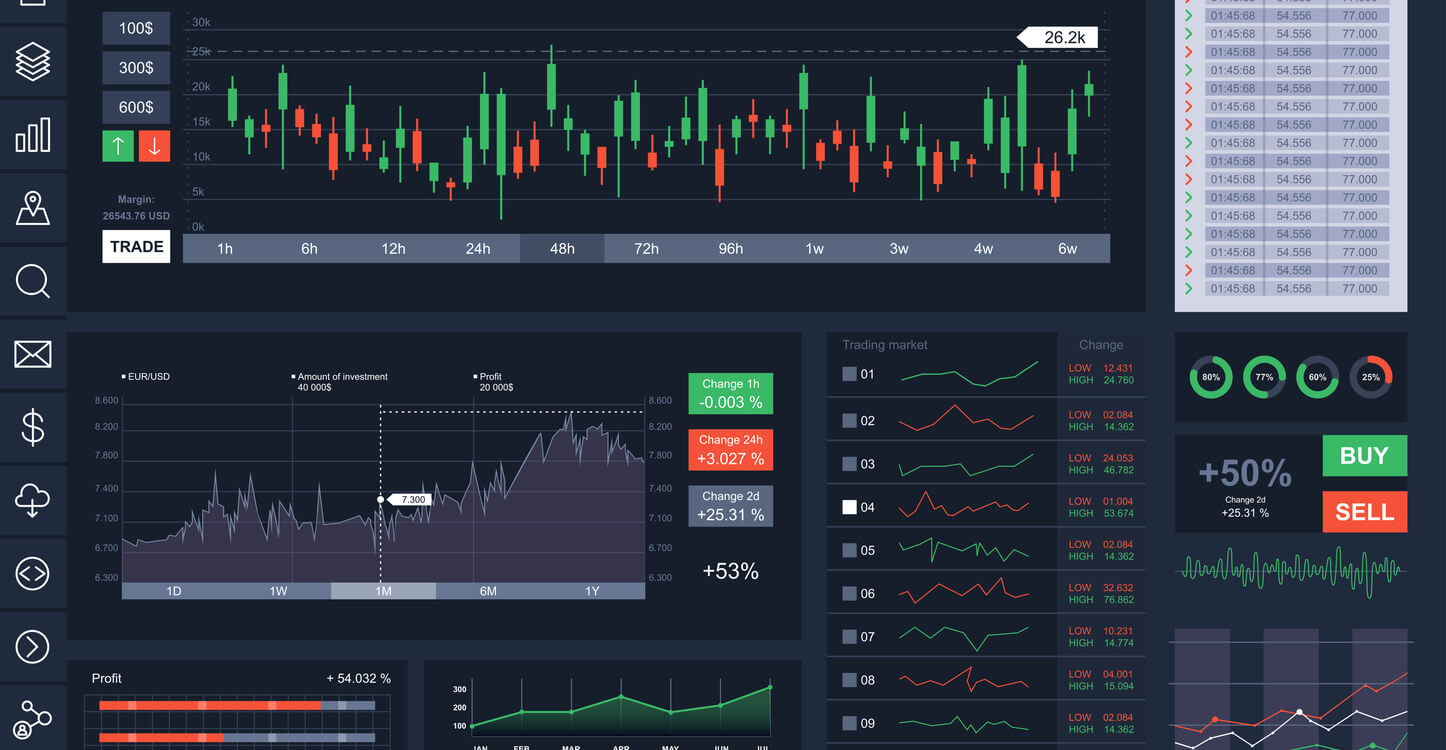 Trade app screen platform illustration