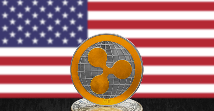 XRP with an American flag in the background