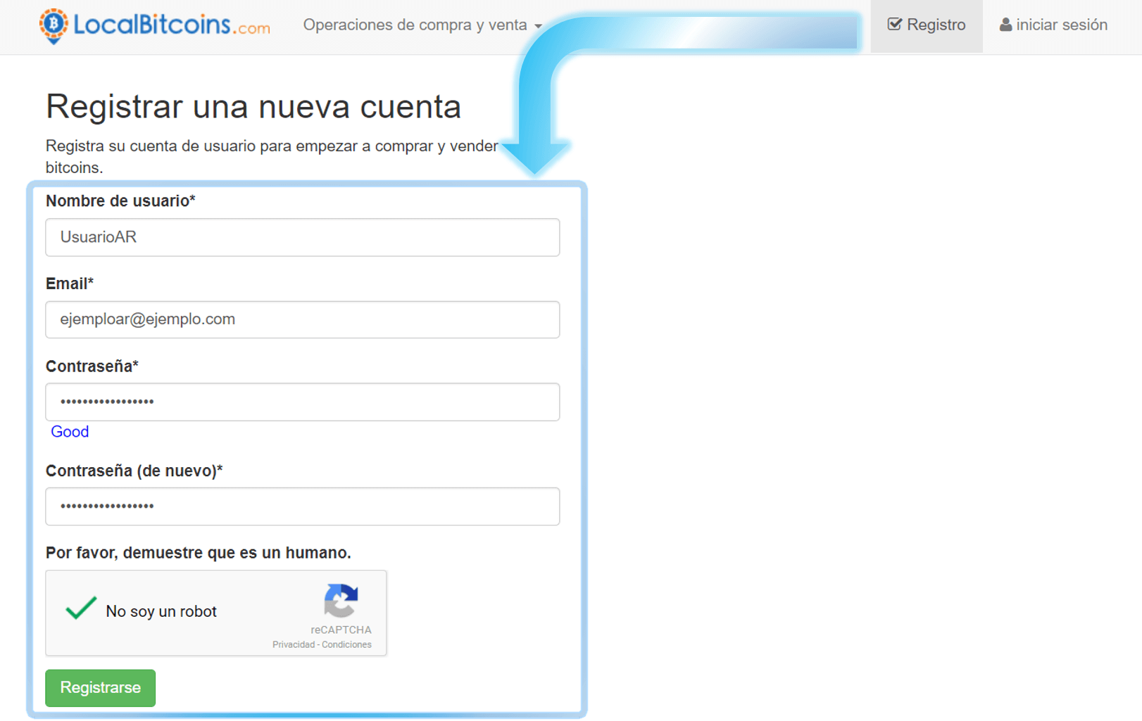 Registro LocalBitcoins Argentina