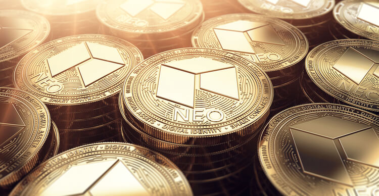 Stack of golden NEO coins