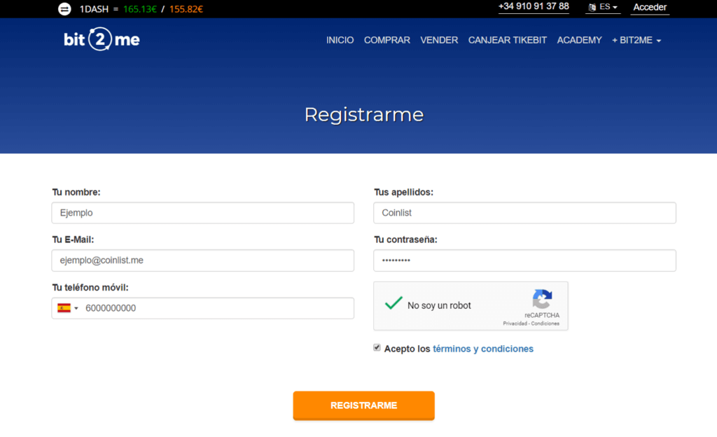 Registro BIt2Me