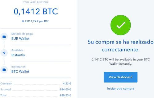 comprando bitcoins en Coinbase