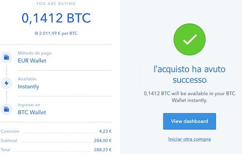 comprare bitcoin in coinbase