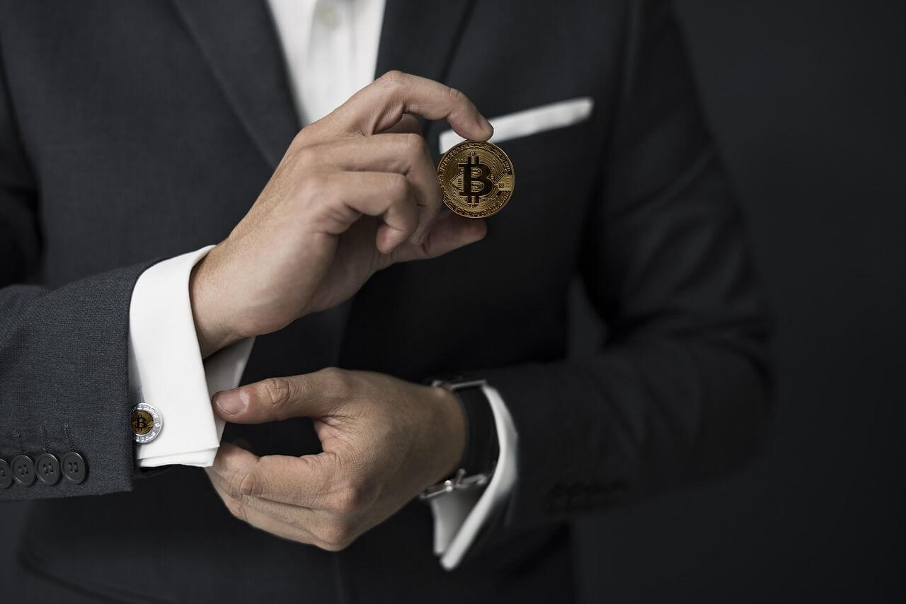 Business man and Bitcoin