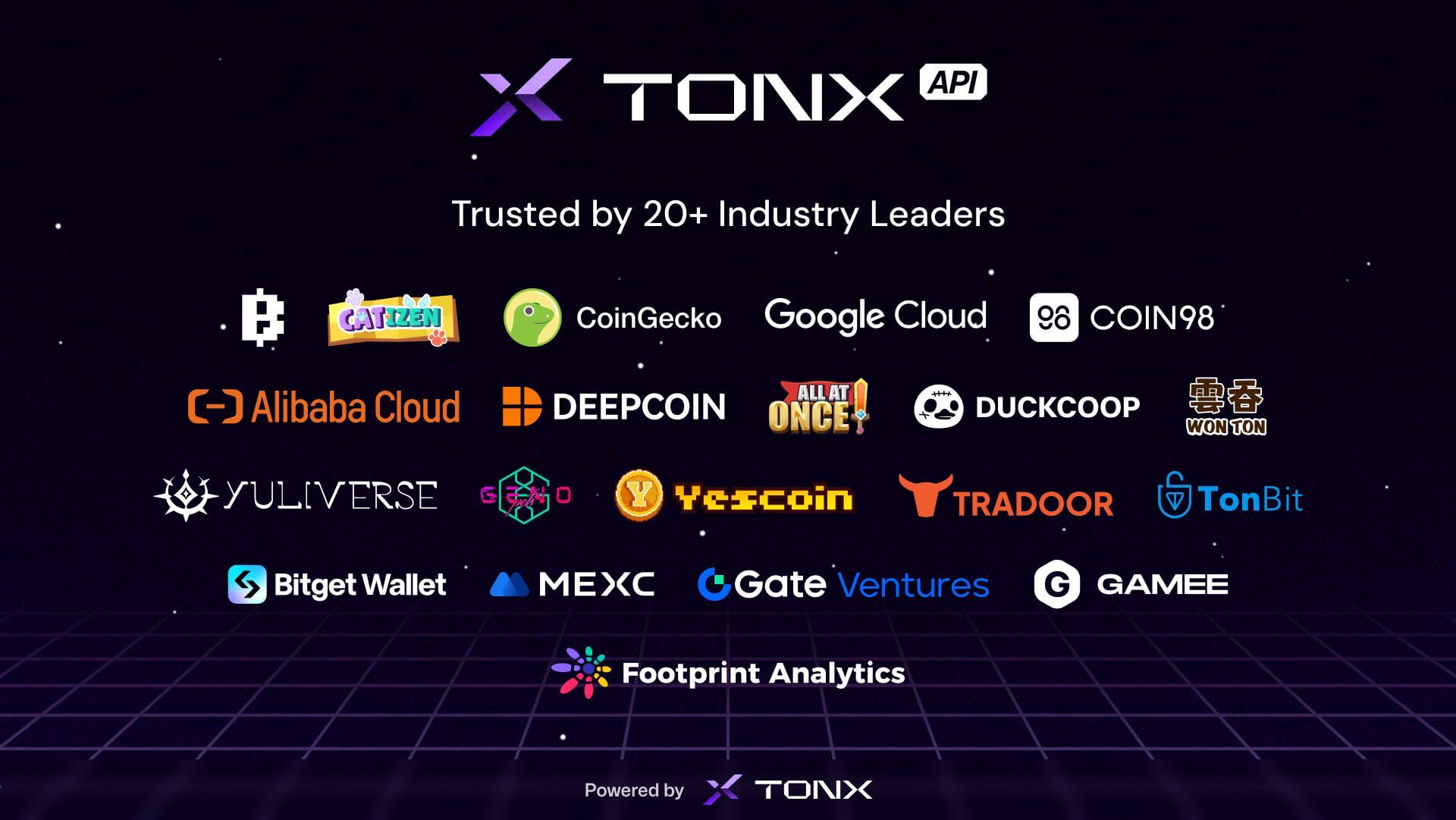 TONX API announced TOP20 Partners (TONX)